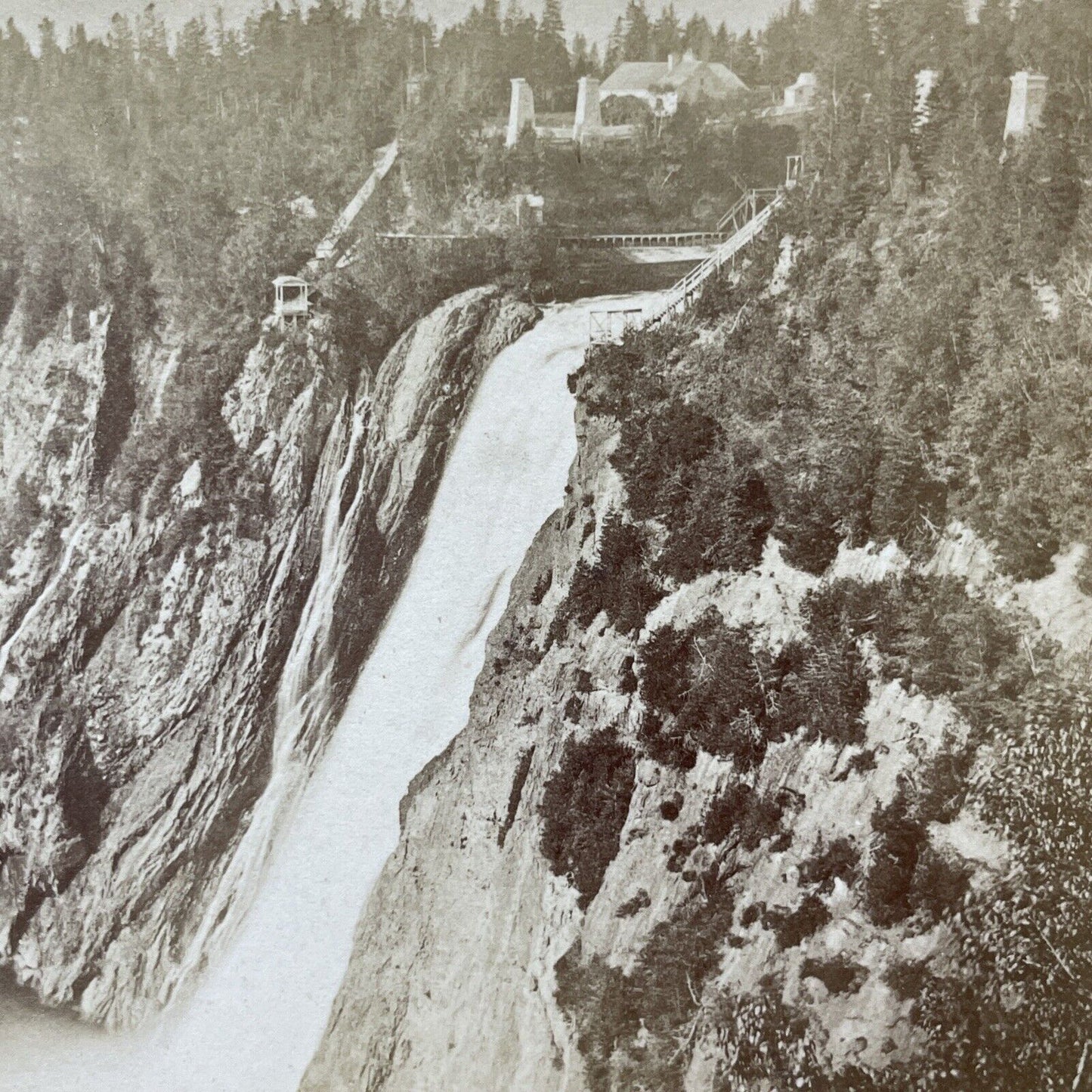 Antique 1880s Montmorency Falls Quebec City Canada Stereoview Photo Card V1977