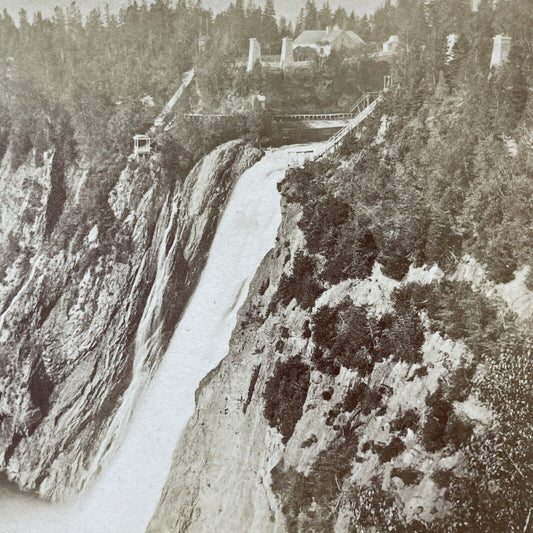 Antique 1880s Montmorency Falls Quebec City Canada Stereoview Photo Card V1977