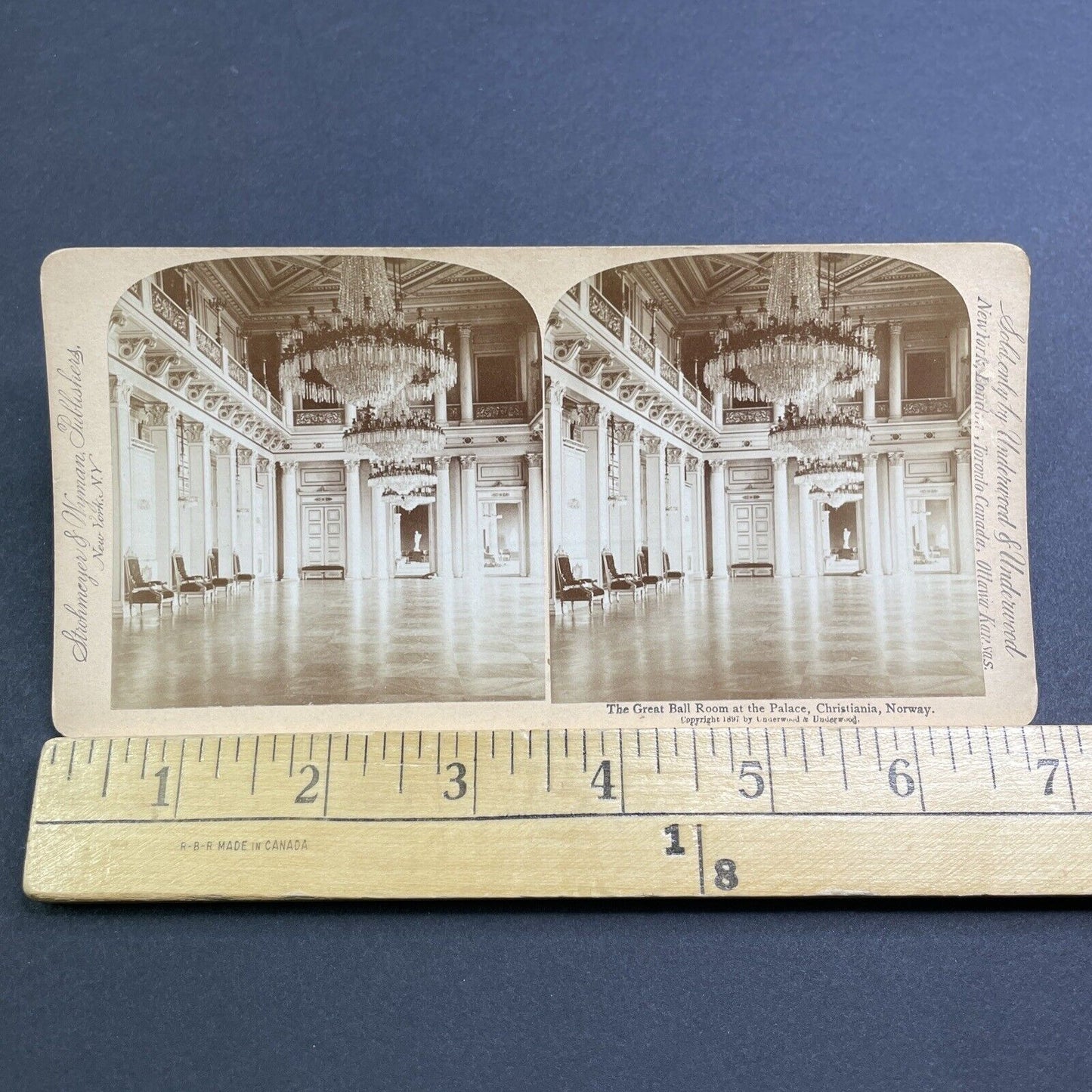 Antique 1897 Royal Palace Oslo Norway Stereoview Photo Card V515