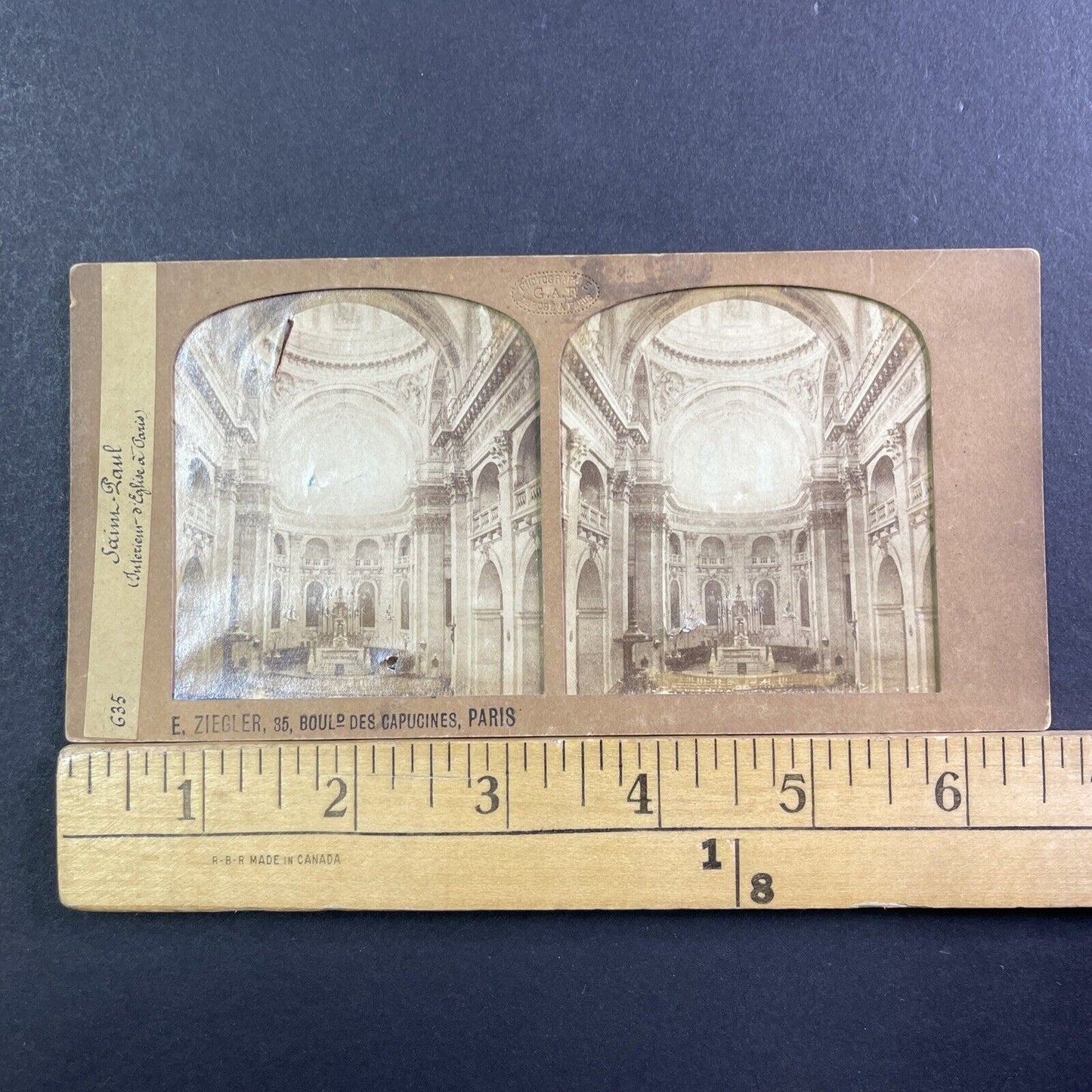 Saint Paul Church Paris France Stereoview French Tissue Antique c1860s XT2137