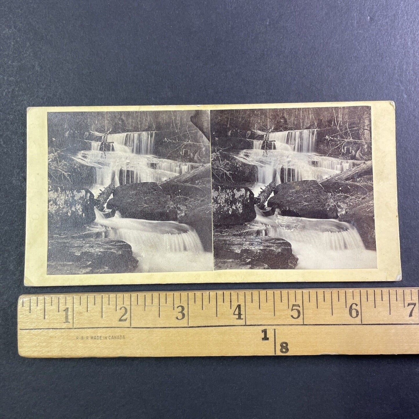 Waterfalls in Warren New Hampshire Stereoview A.F. Clough Antique c1860s Y885