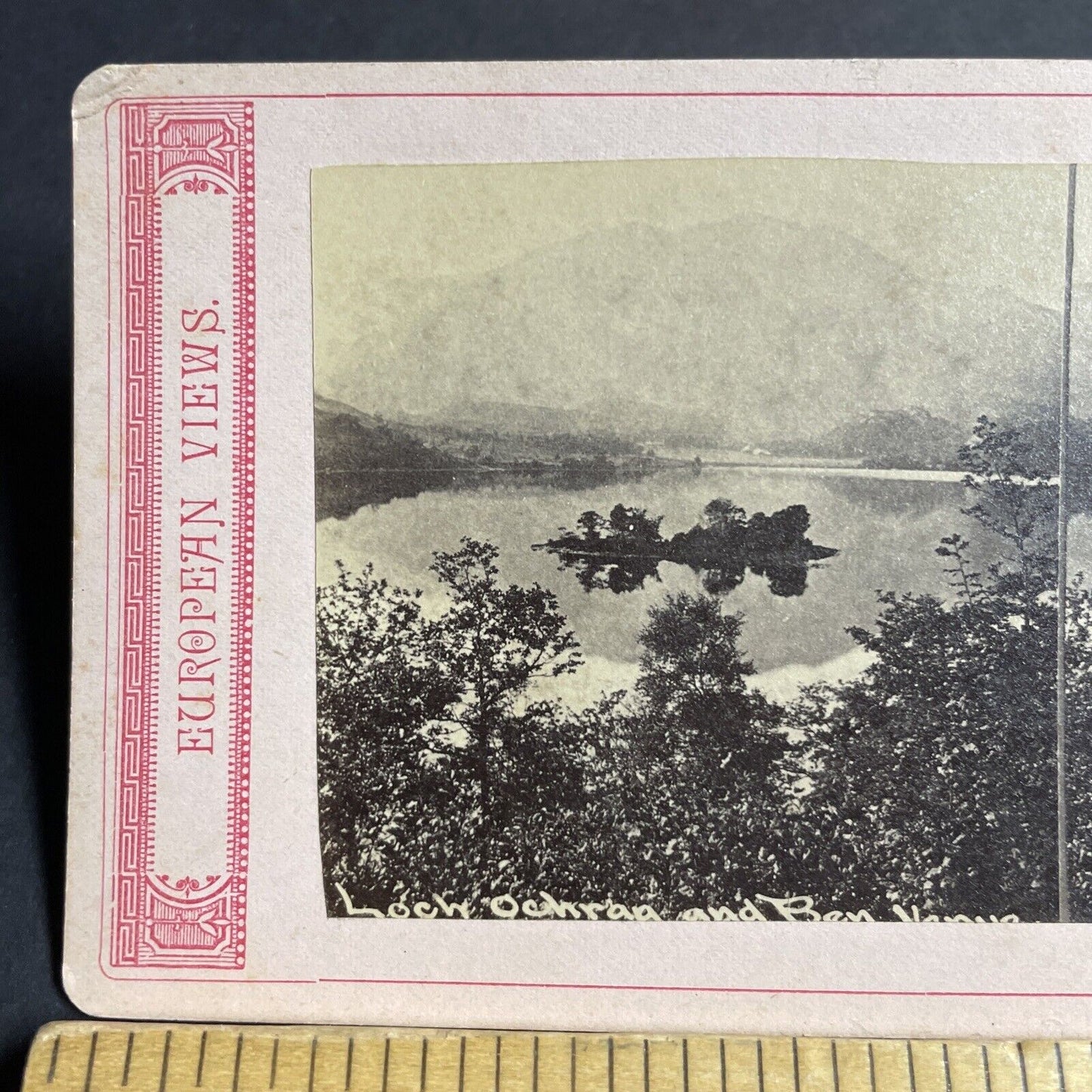 Antique 1870s Loch Achray & Ben Venue Scotland Stereoview Photo Card P4228