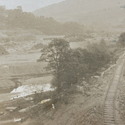 Antique 1910 Derwent Valley Railroad Construction UK Stereoview Photo Card V2199