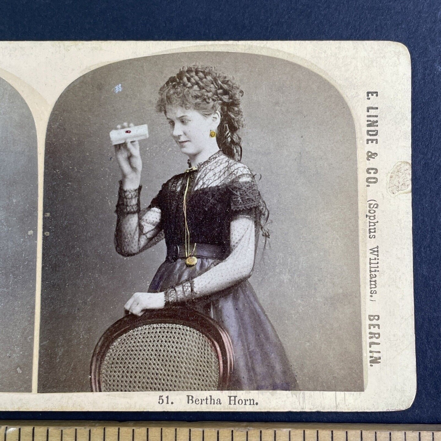 Actress & Model Bertha Horn Stereoview E. Linde Berlin Antique c1880 X3586