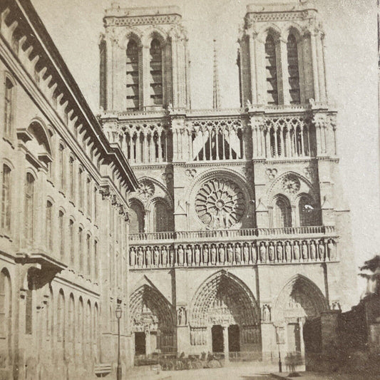 Antique 1870s Notre Dame Church Cathedral Paris Stereoview Photo Card P4198