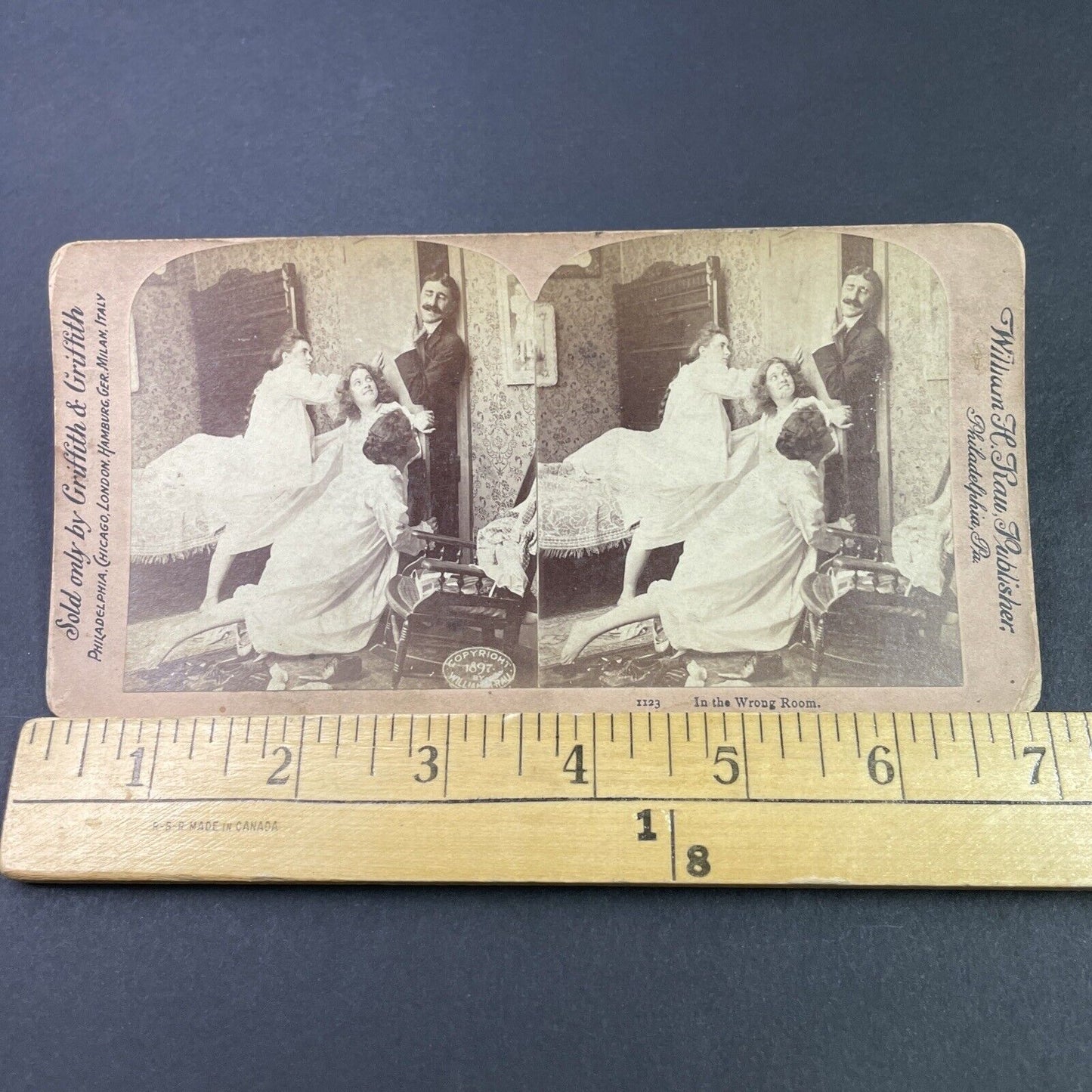 Antique 1903 Man Spies On Women Getting Dressed Stereoview Photo Card P3354