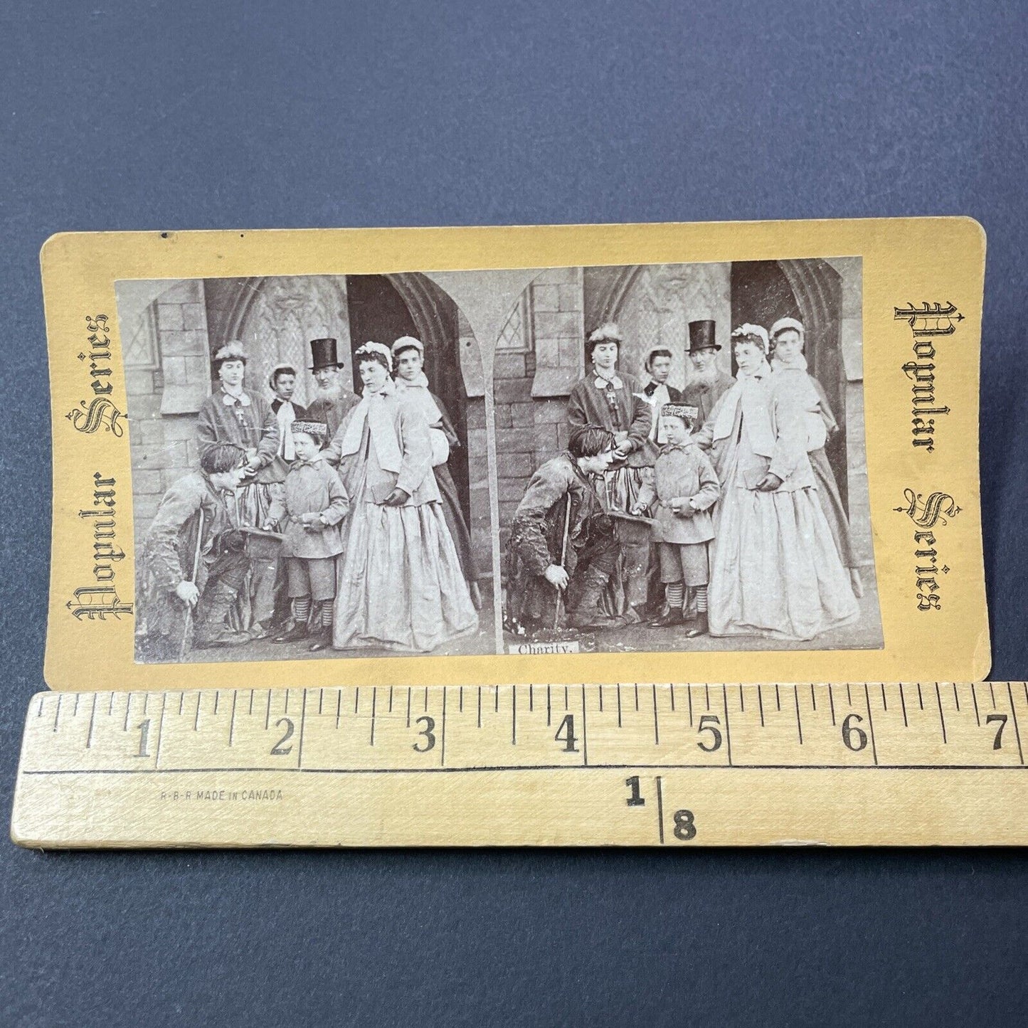 Antique 1870s Beggar Approaches A Child For Silver Stereoview Photo Card V3273