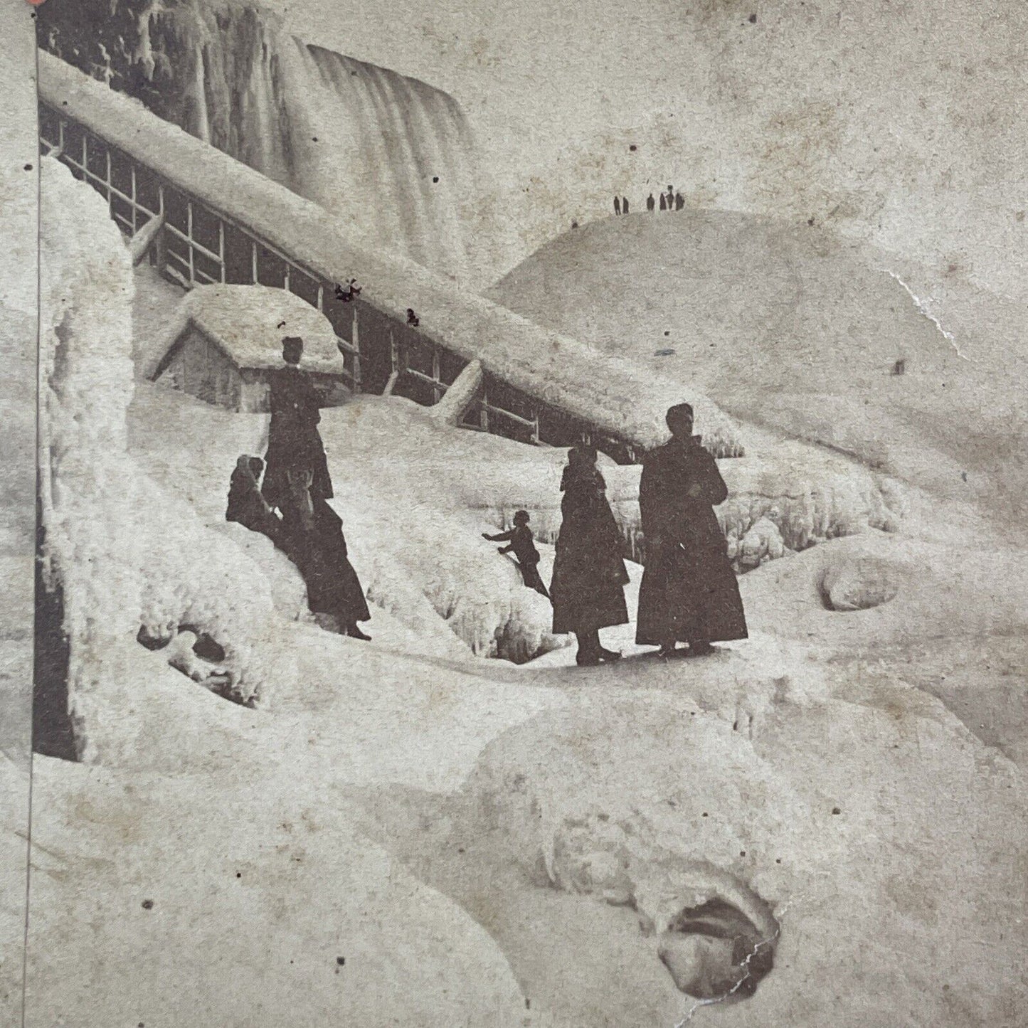 Niagara Falls Frozen Staircase Stereoview Charles Bierstadt Antique c1873 X4247