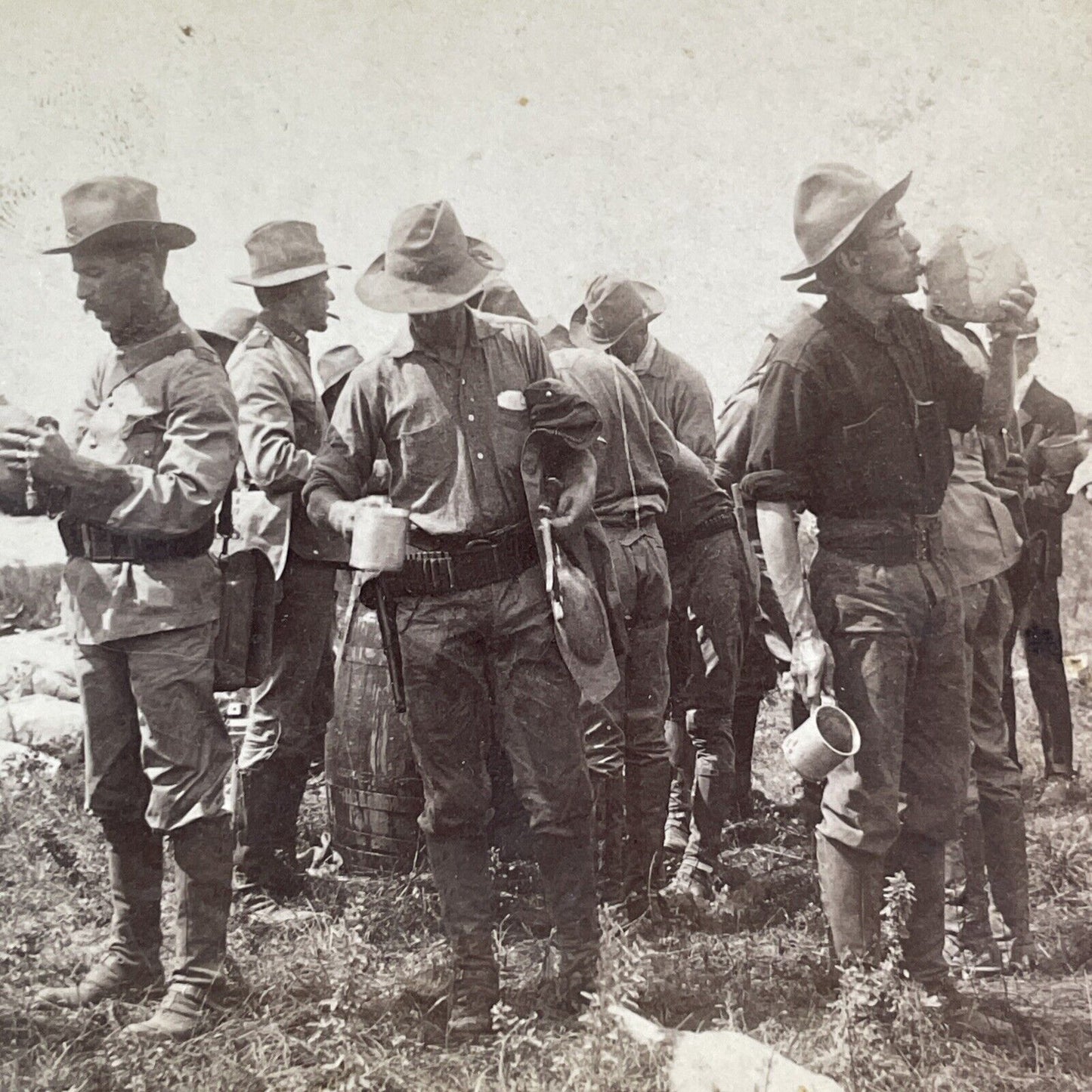 US Troops in Santiago Cuba Stereoview Spanish American War Antique c1898 X3837