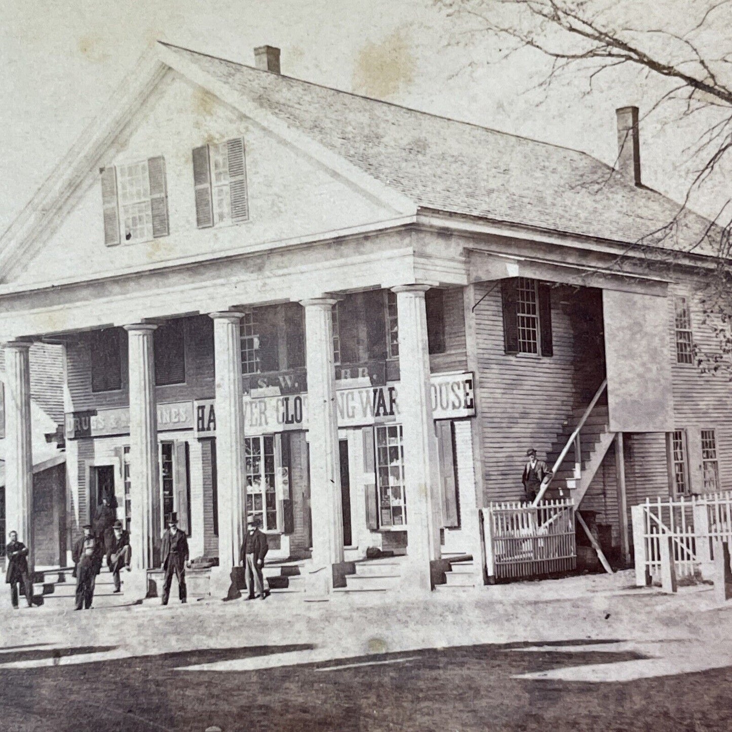 Hanover Clothing Warehouse Store NH Stereoview Photo Card Antique c1870 X970