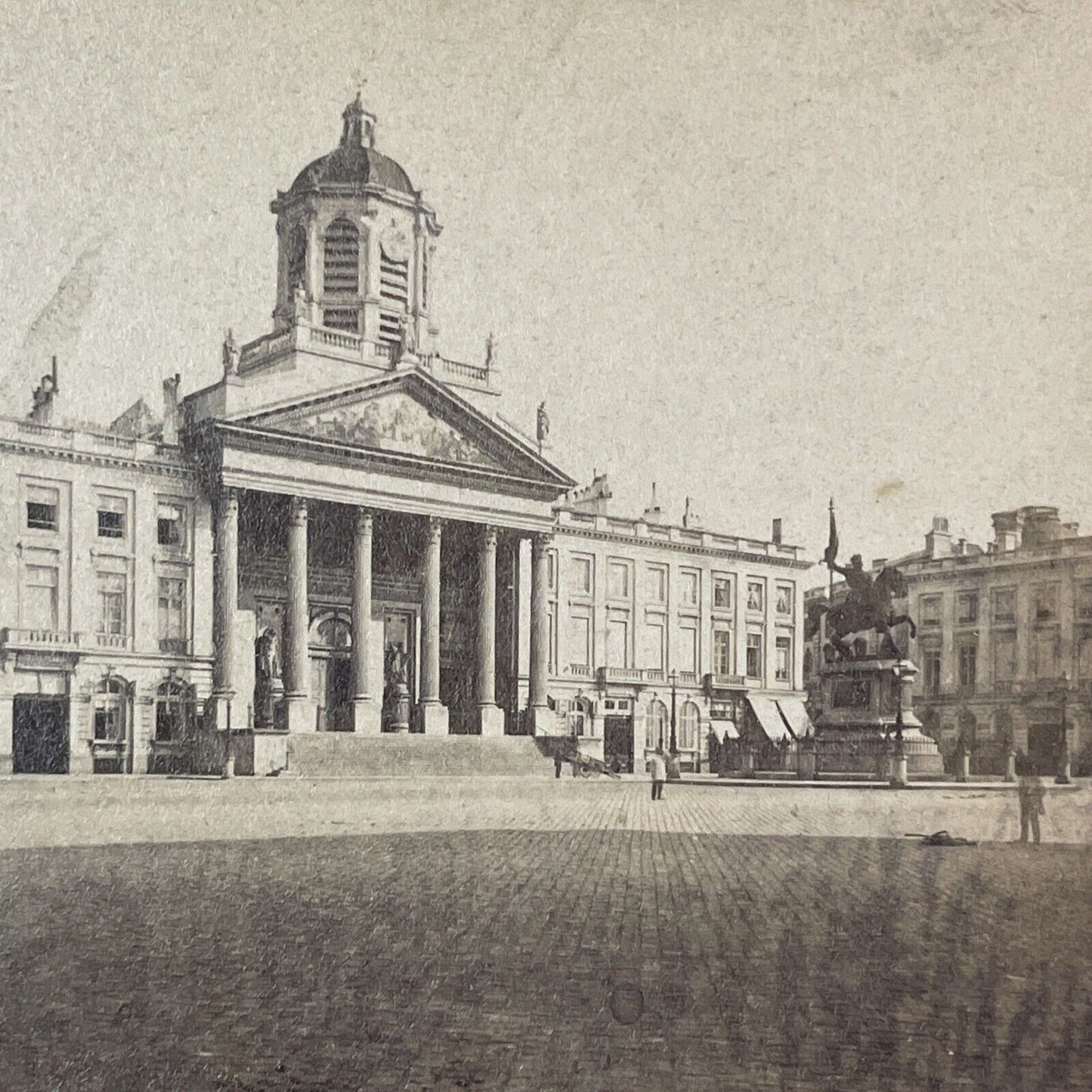 Place Royale Royal Palace In Brussels Stereoview Belgium Antique c1875 X2600