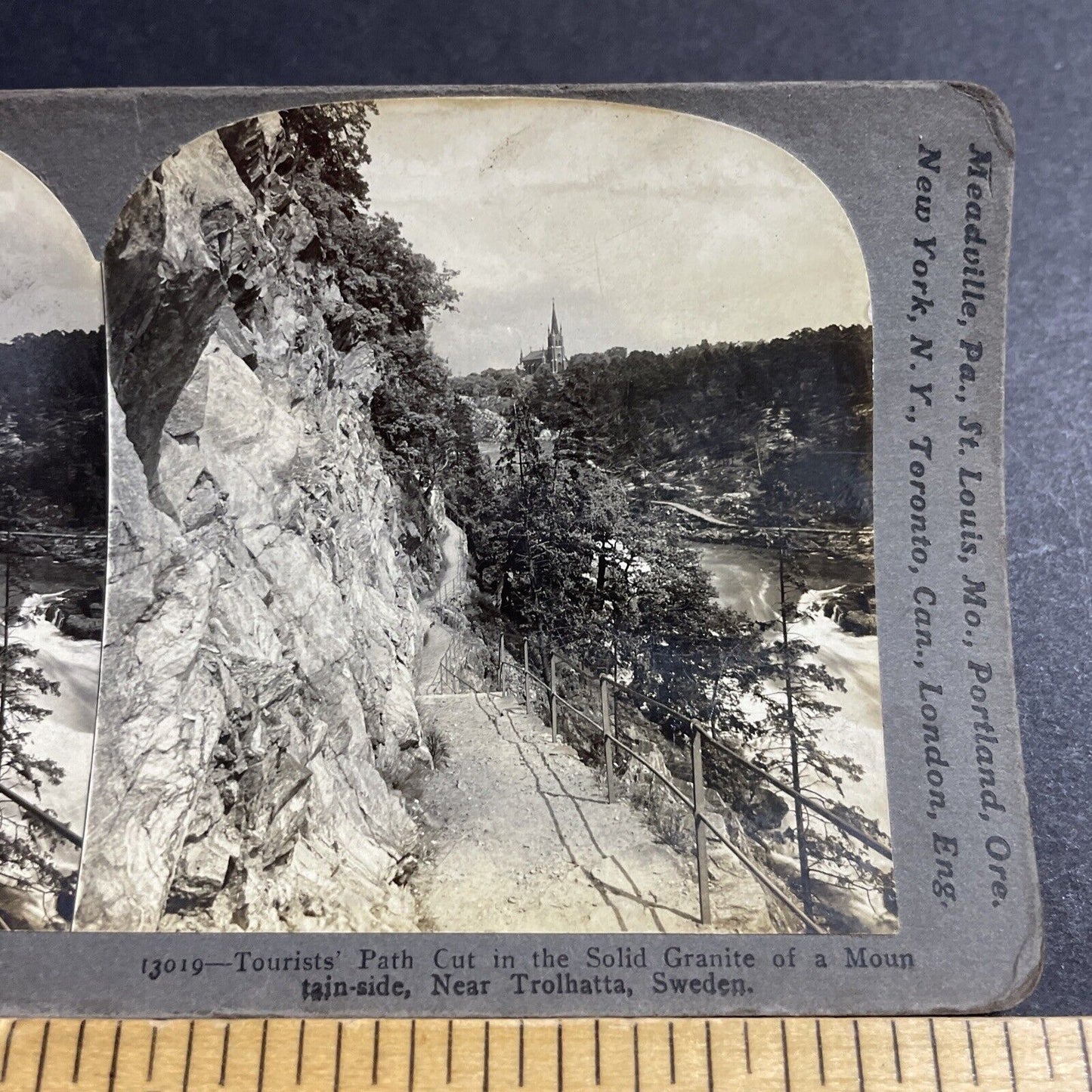 Antique 1906 Trollhattan Sweden Mountain View Stereoview Photo Card P5519