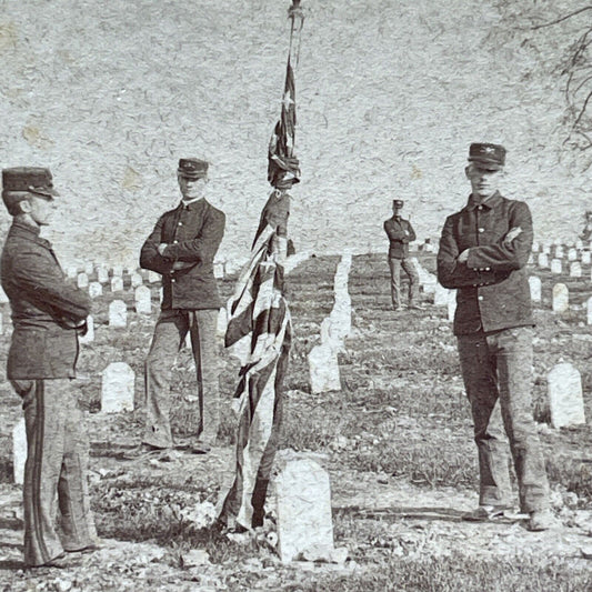 Antique 1900 US War Dead Cuban War Of Independence Stereoview Photo Card P1821