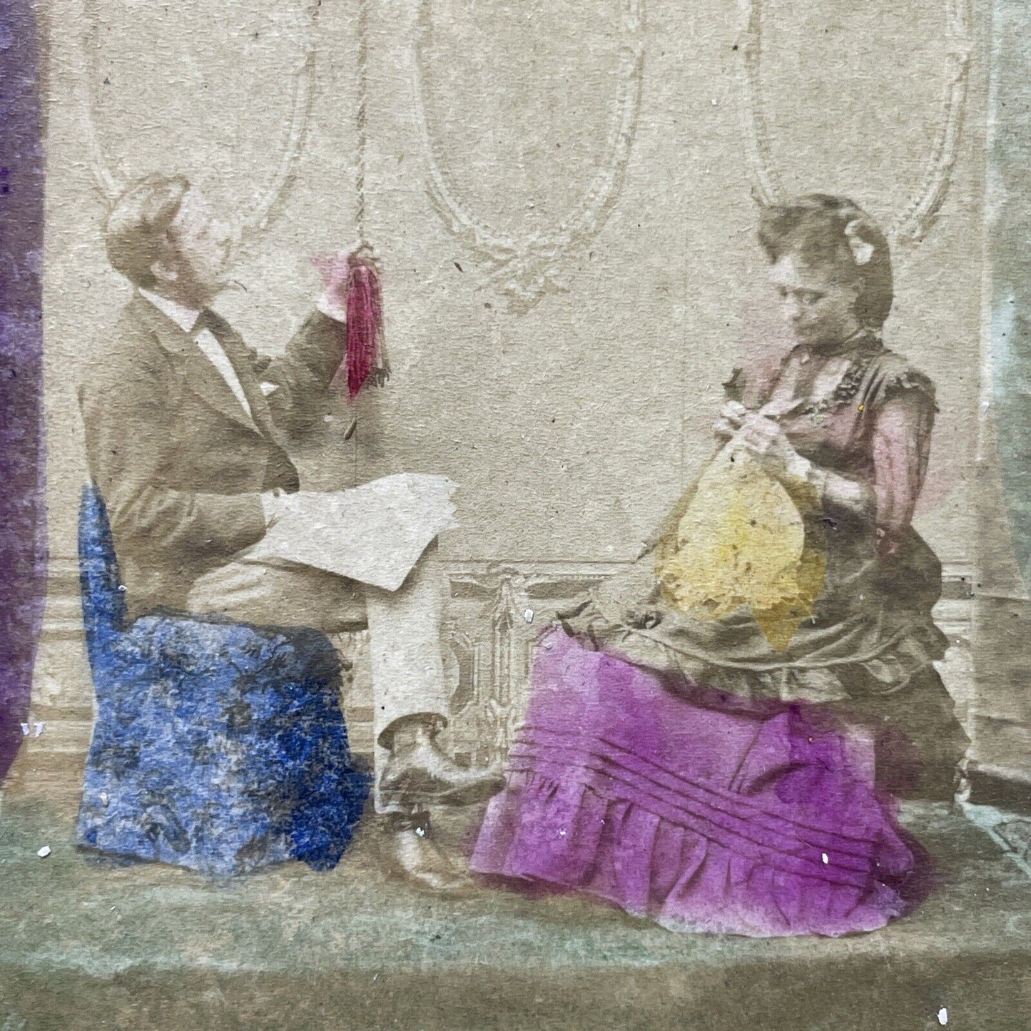 Antique 1850s Man And Woman Ring Maid For Tea Stereoview Photo Card P4006