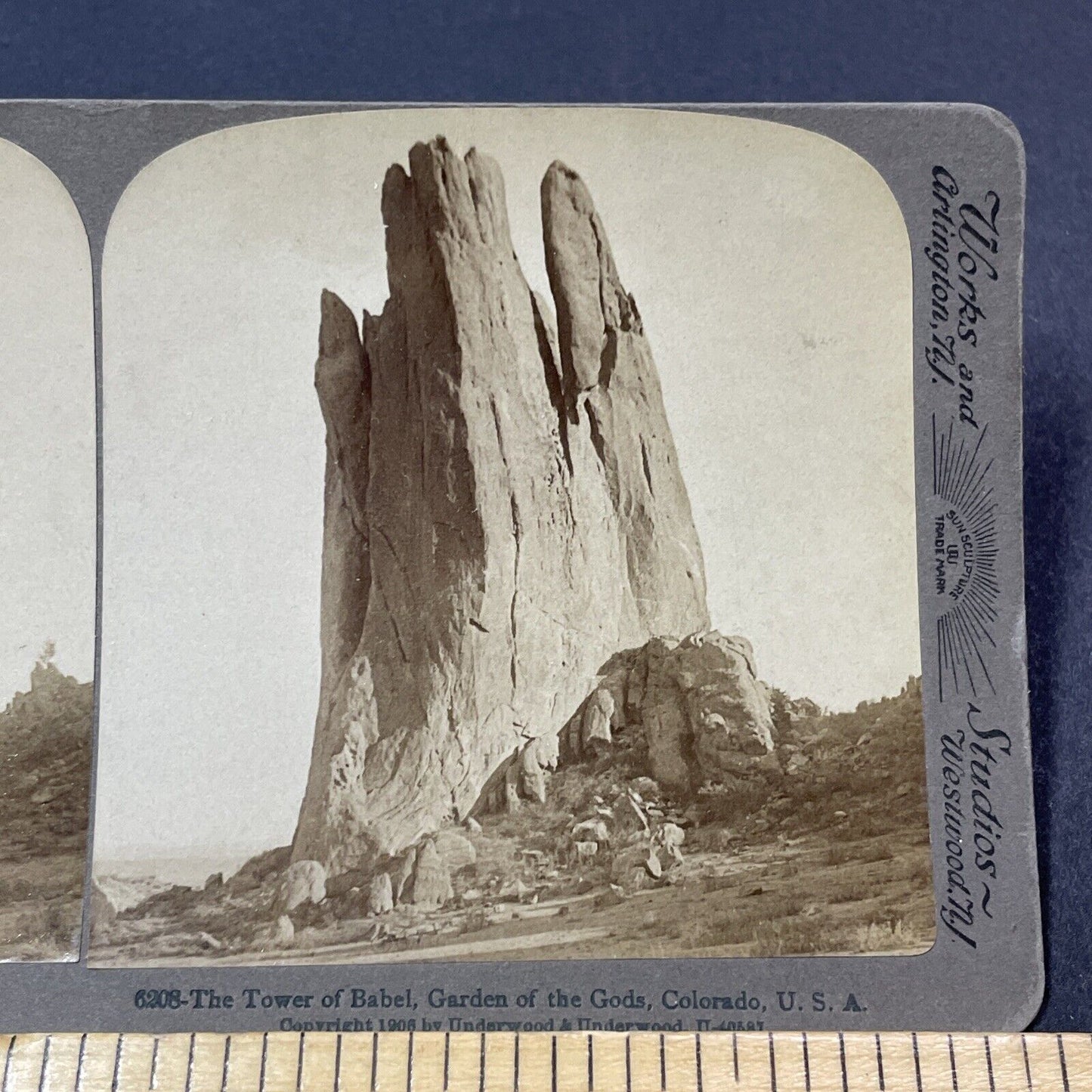 Antique 1905 Tower Of Babel Garden Of The Gods CO Stereoview Photo Card V1875