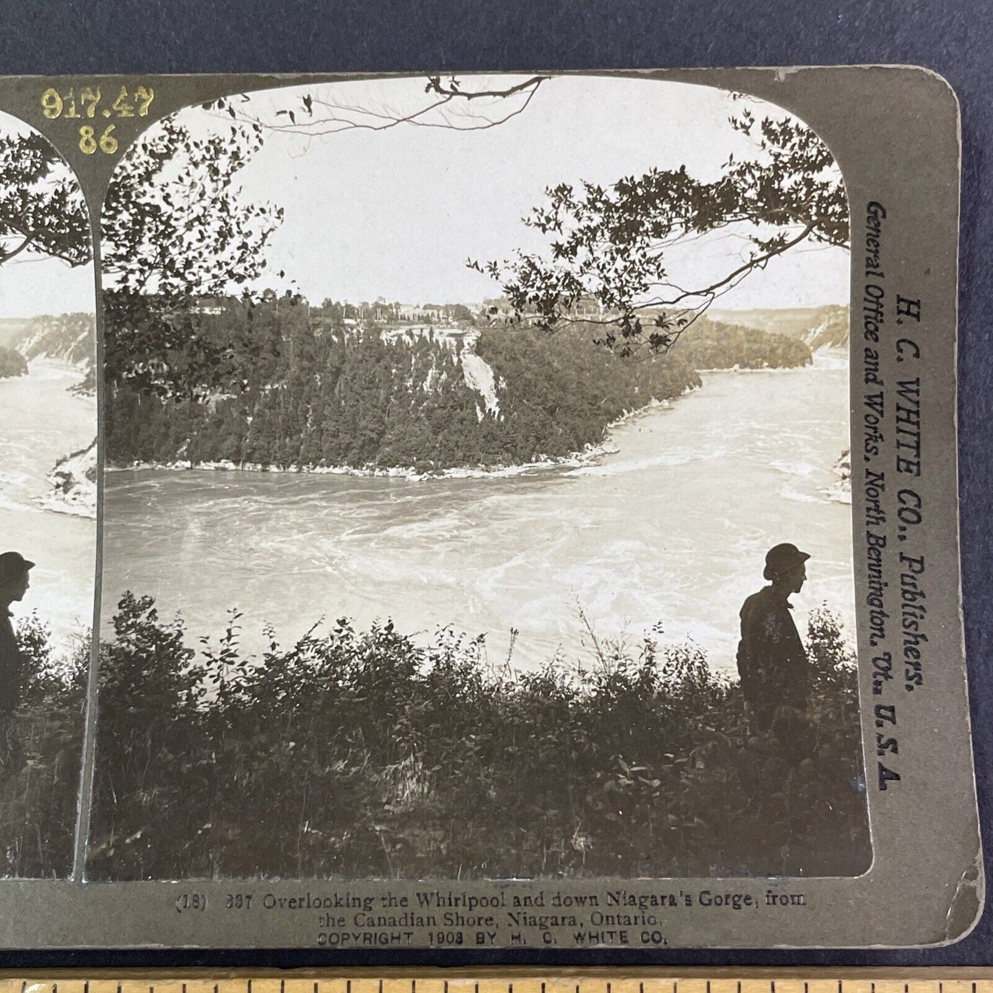 Niagara Falls Whirlpool before the Cable Car Stereoview H.C. White c1903 Y2852