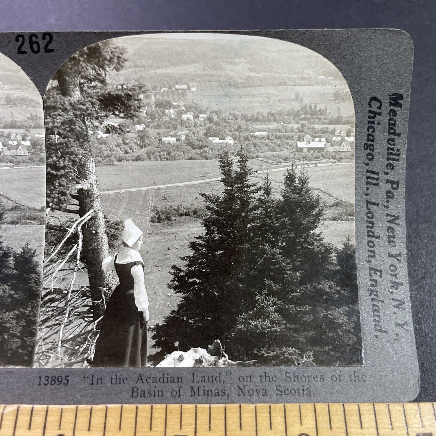 Antique 1910s Acadian Woman In Nova Scotia Stereoview Photo Card P3736