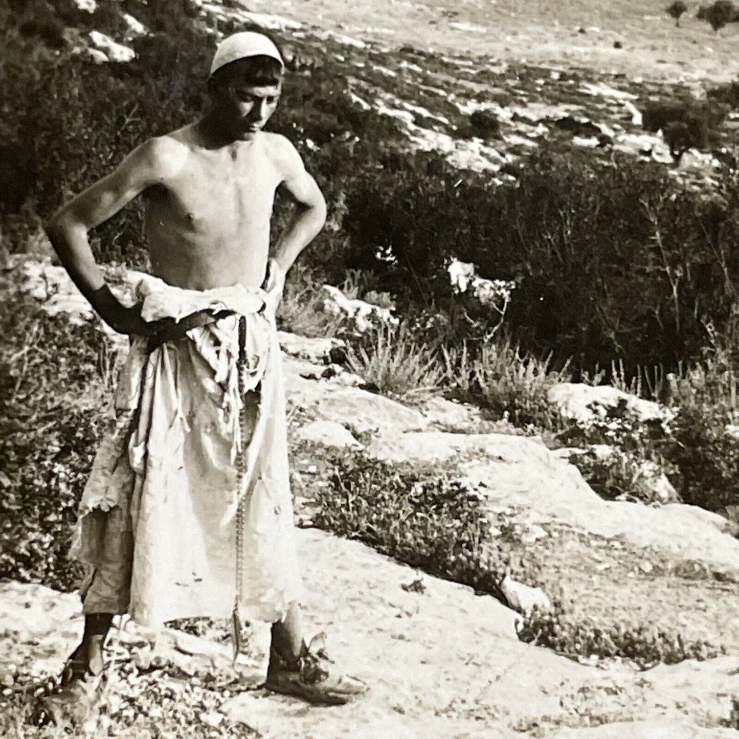 Antique 1903 A Poor Desert Nomad In Israel Stereoview Photo Card P4405