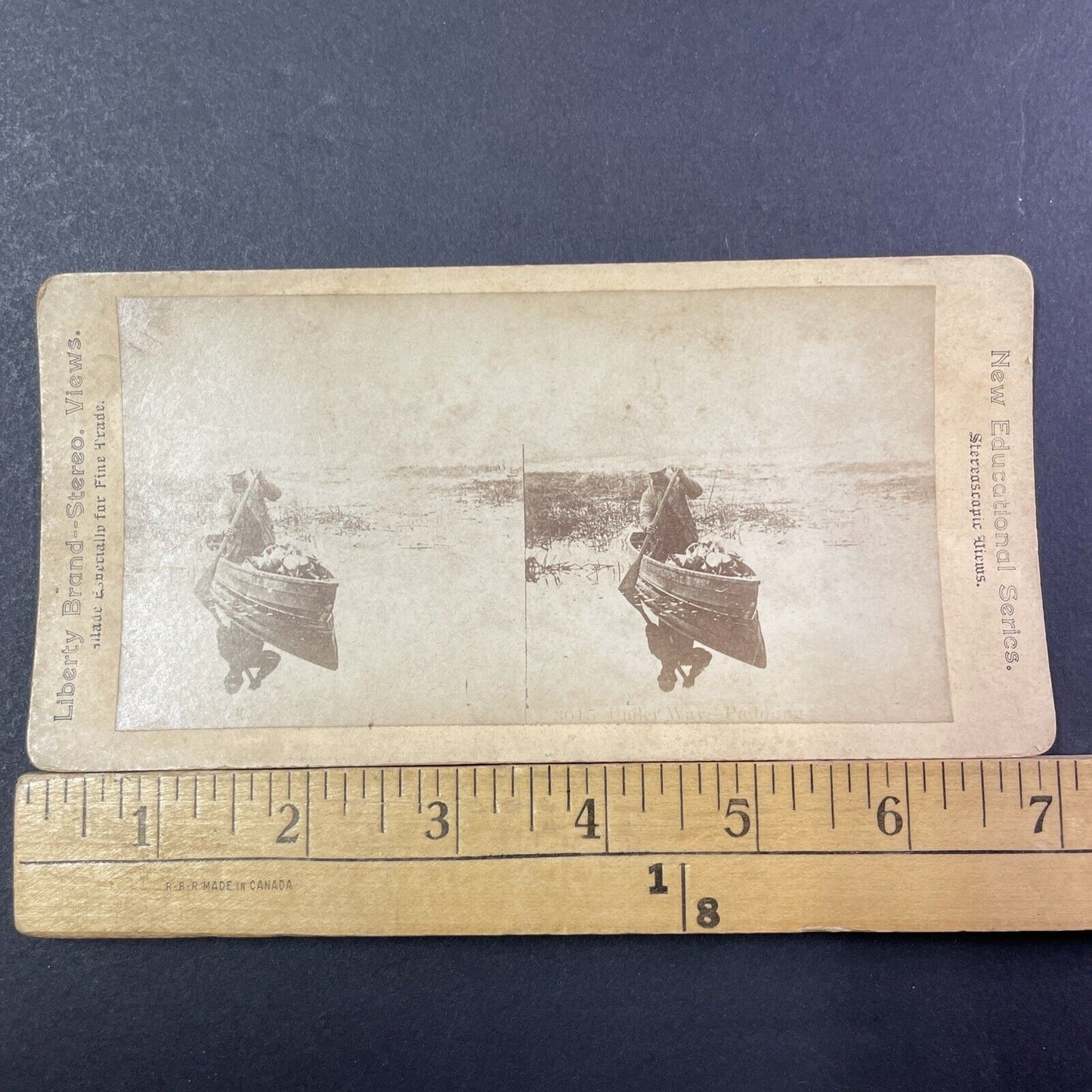 Duck Hunting In A Canoe Or Rowboat Stereoview Hunter Antique c1880 X2796