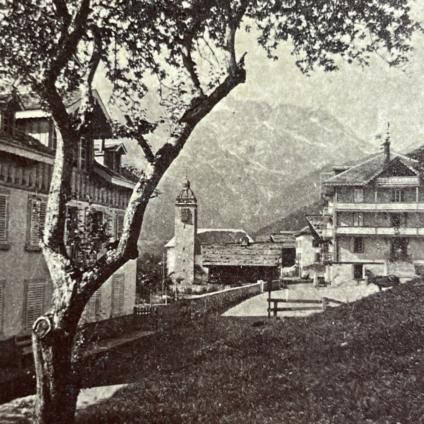 Antique 1870s Champery Switzerland Swiss Village Stereoview Photo Card P4168