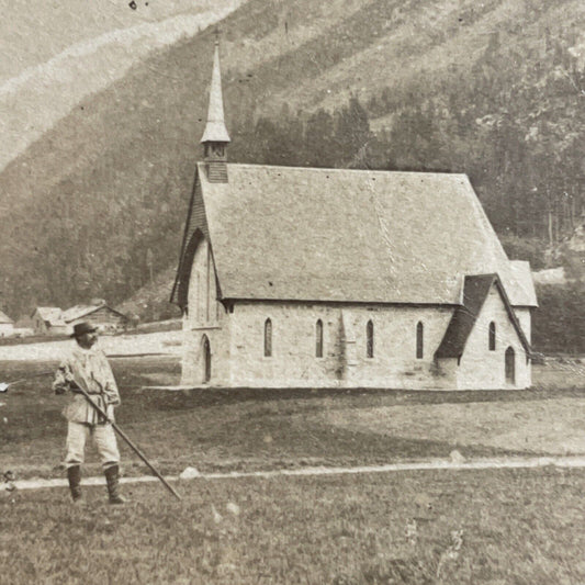 Antique 1860s Chamonix Protestant Church France Stereoview Photo Card P4195