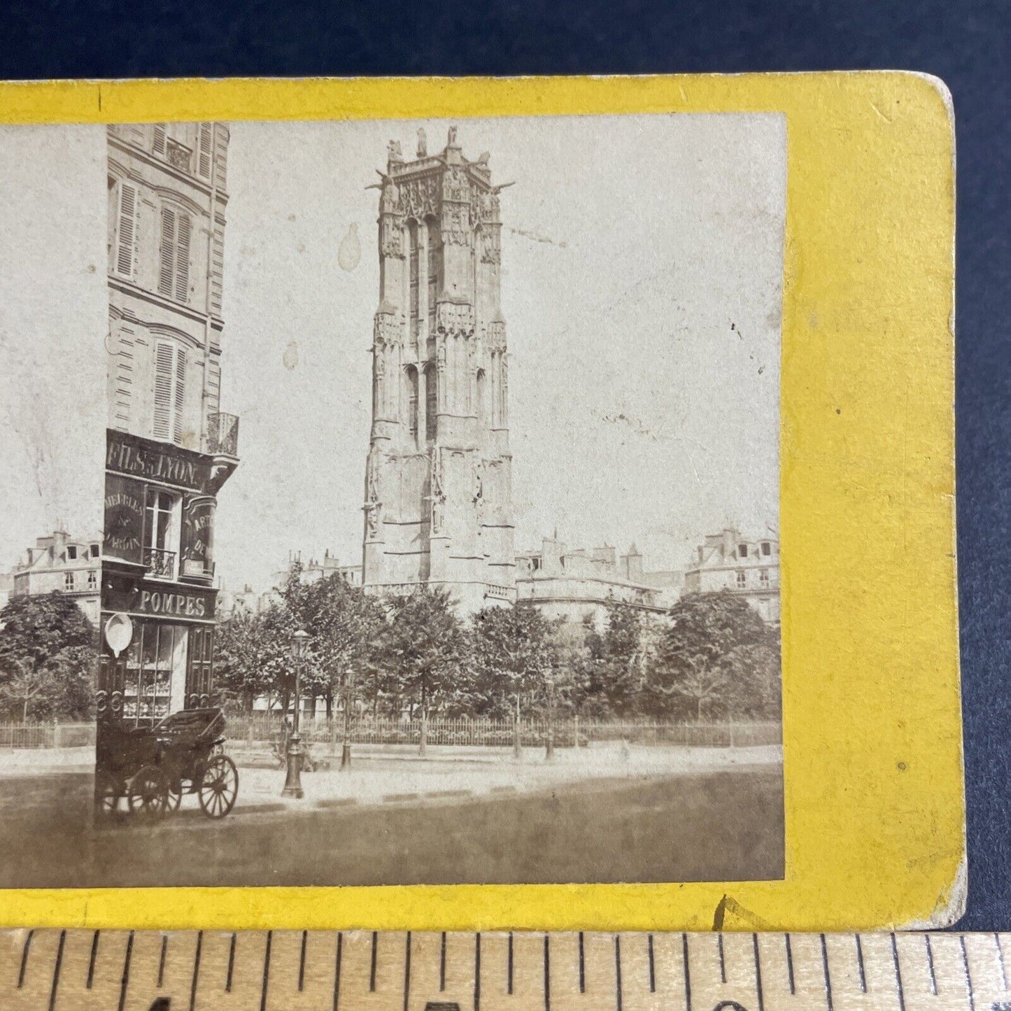 Antique 1870s Tour Saint-Jacques Tower Paris France Stereoview Photo Card P4163