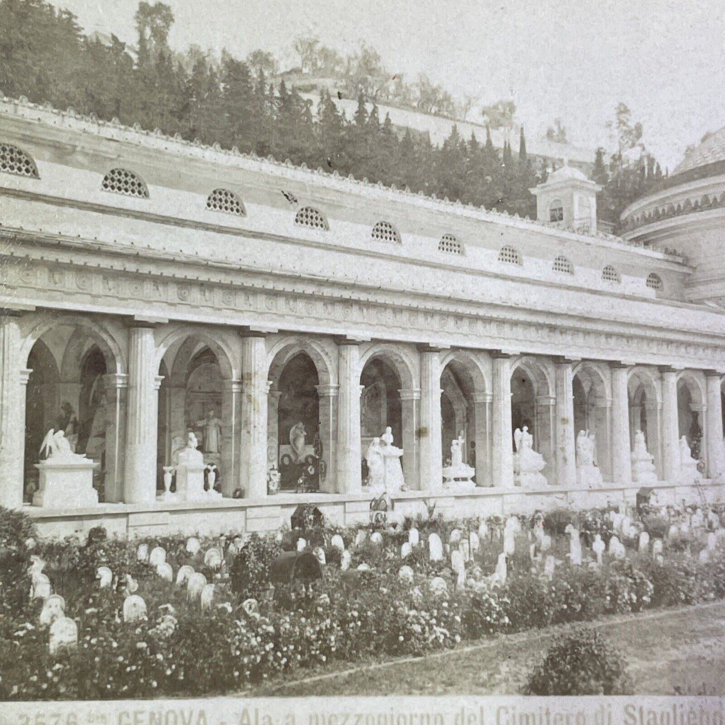 Staglieno Monumental Cemetery Genoa Italy Stereoview Giacomo Brogi c1865 Y1413