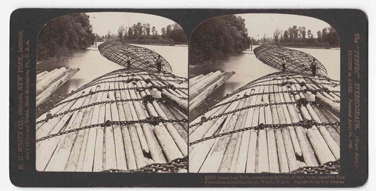 Antique 1903 Log Drivers Towing Lumber Columbia River Washington Photo Card P012