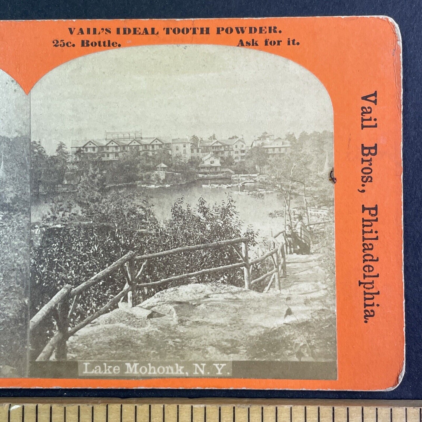 Mohonk Lake New York Stereoview Vail Brothers Antique c1880s X1936