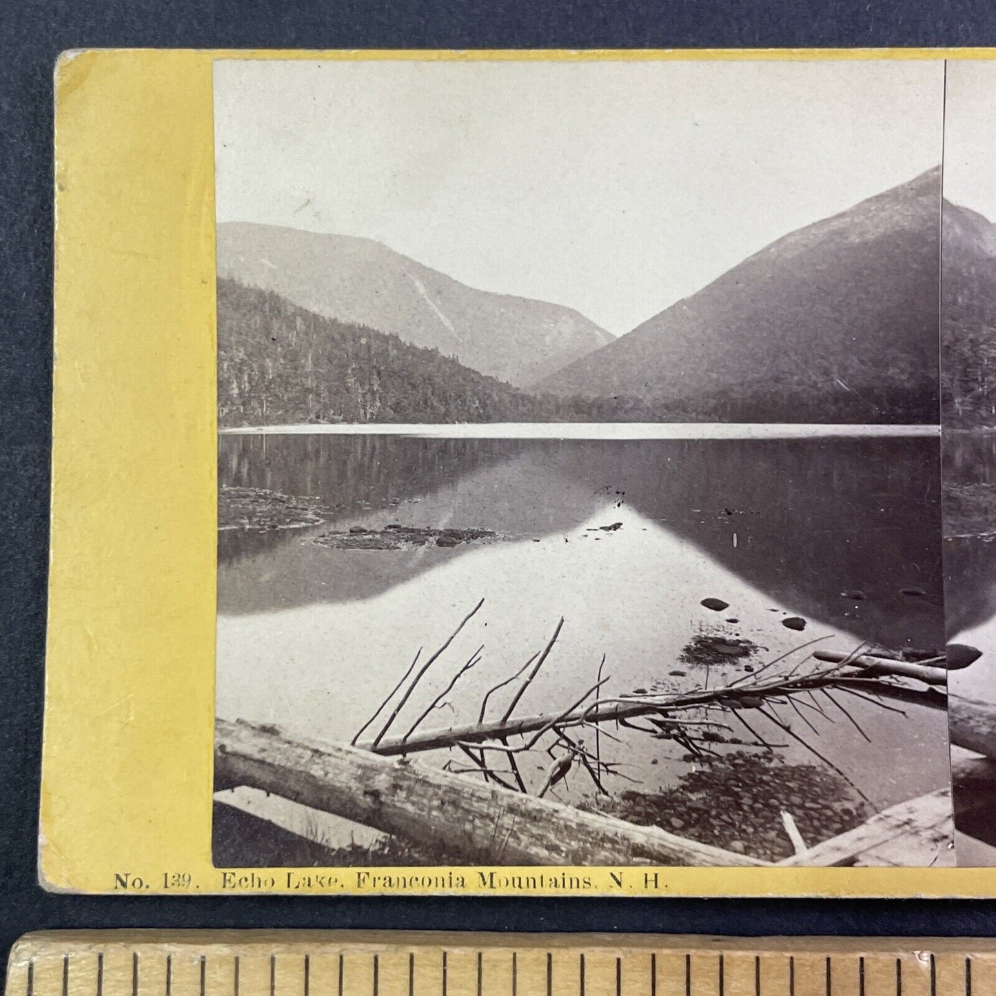 Echo Lake Franconia Notch New Hampshire Stereoview N.W. Pease c1870s Y925