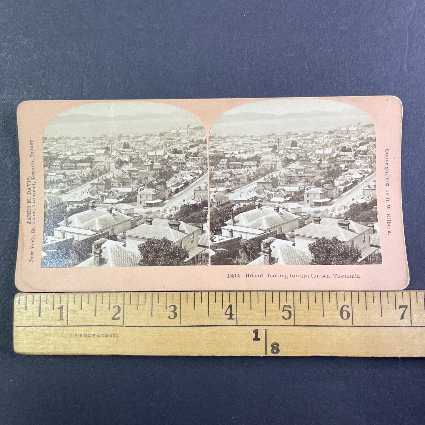 Hobart Tasmania Australia City View Stereoview BW Kilburn Antique c1903 X3509