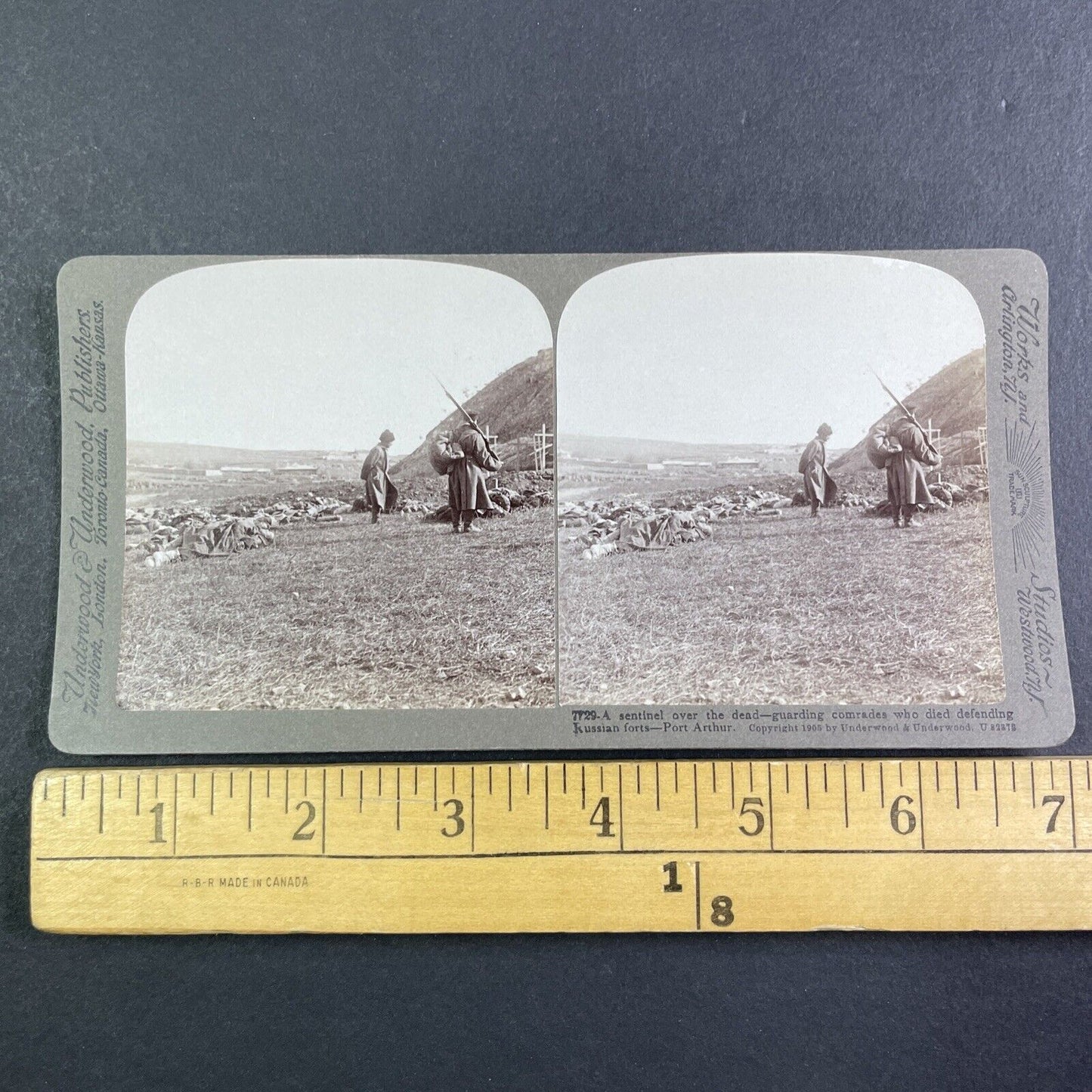 Japanese Cemetery Guard Stereoview Russo-Sino War Antique c1905 X4202