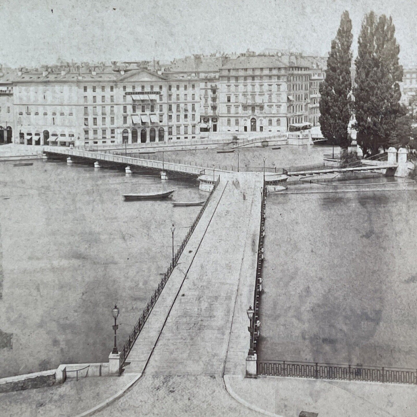Four Seasons Hotel Bergues Geneva Switzerland Stereoview Antique c1870 X3202