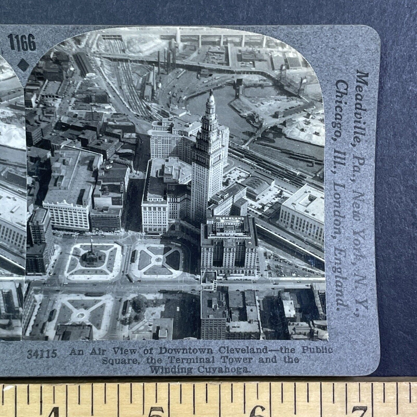 Cleveland Ohio from an Aerial View Stereoview Antique c1920s Y1129