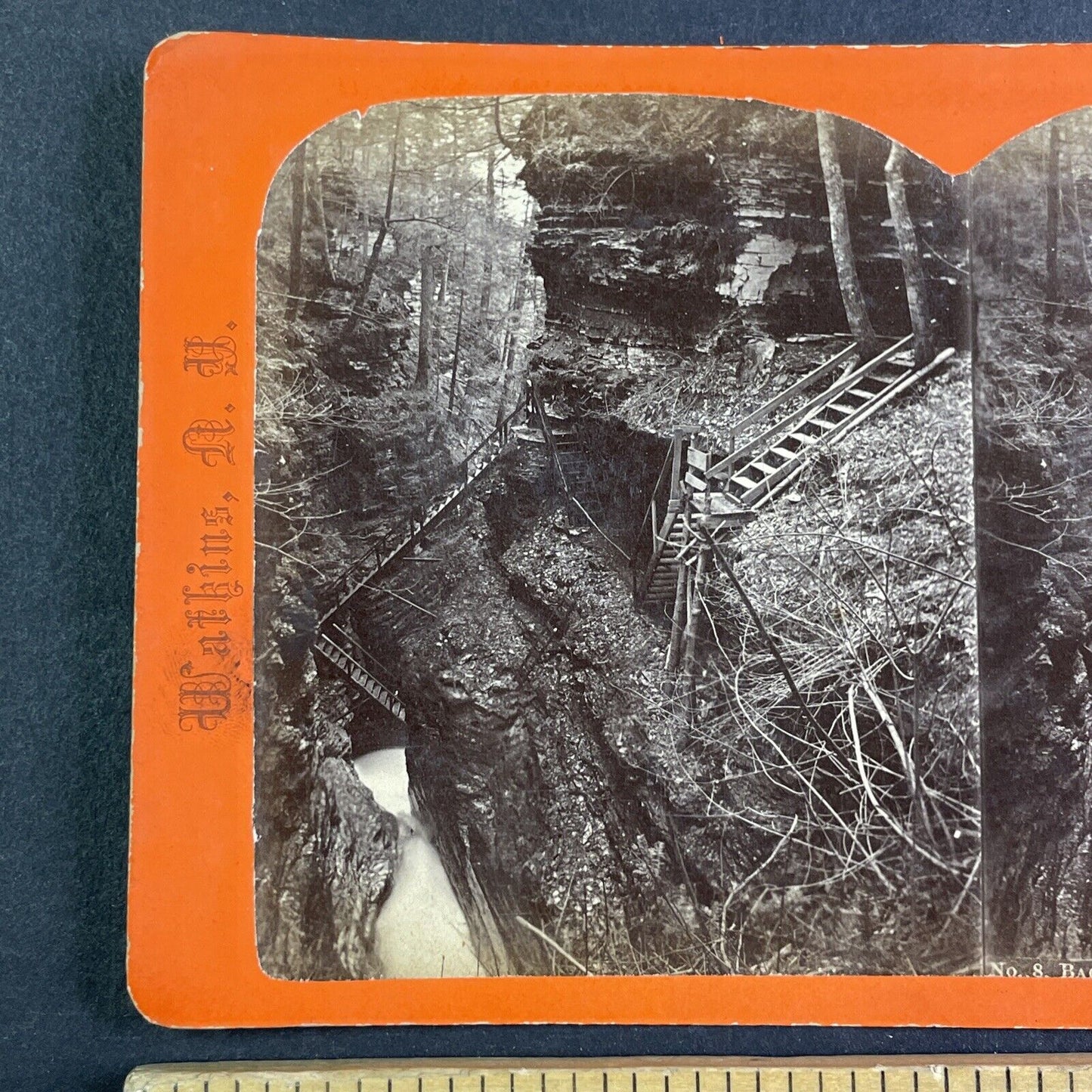 Jacob's Ladder Watkins Glen New York Stereoview R.D. Crum Antique c1870 Y1040