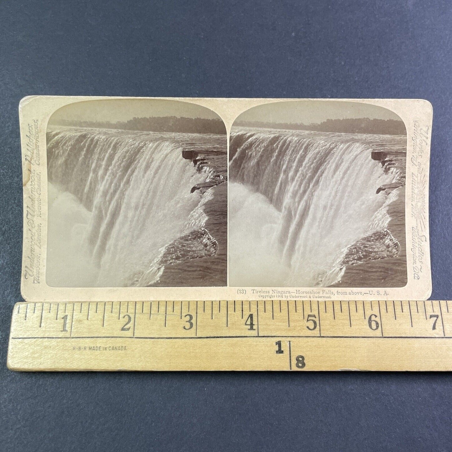 Top Edge of Niagara Falls Waterfall Stereoview Underwood Antique c1902 Y2781