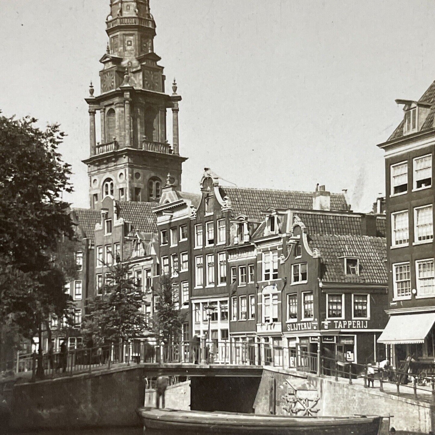 Antique 1910s Main Street In Amsterdam Netherlands Stereoview Photo Card P5136