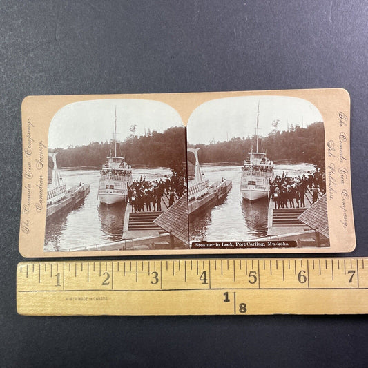 Lake Rosseau Steamer Stereoview Port Carling Ontario Canada Antique c1899 Y477