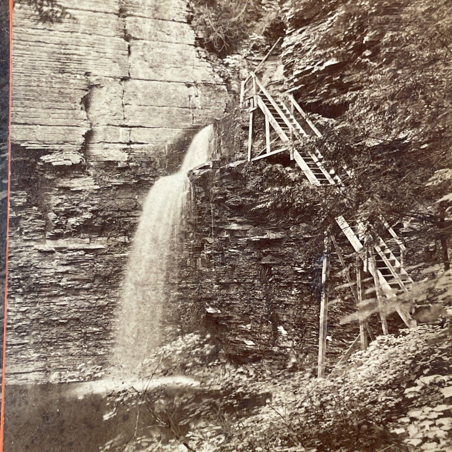 Watkins Glen Eagle Cliff New York Stereoview George F. Gates c1865 Y1825