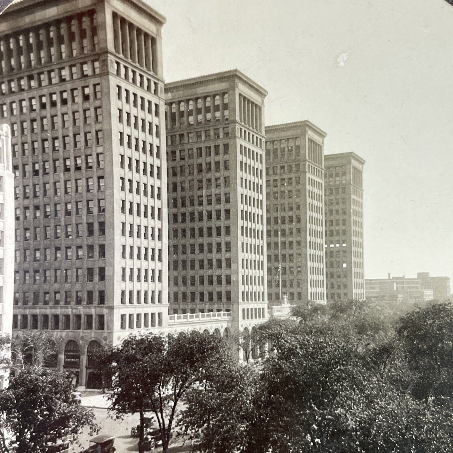 Antique 1920s GM General Motors Building Detroit Stereoview Photo Card P3279