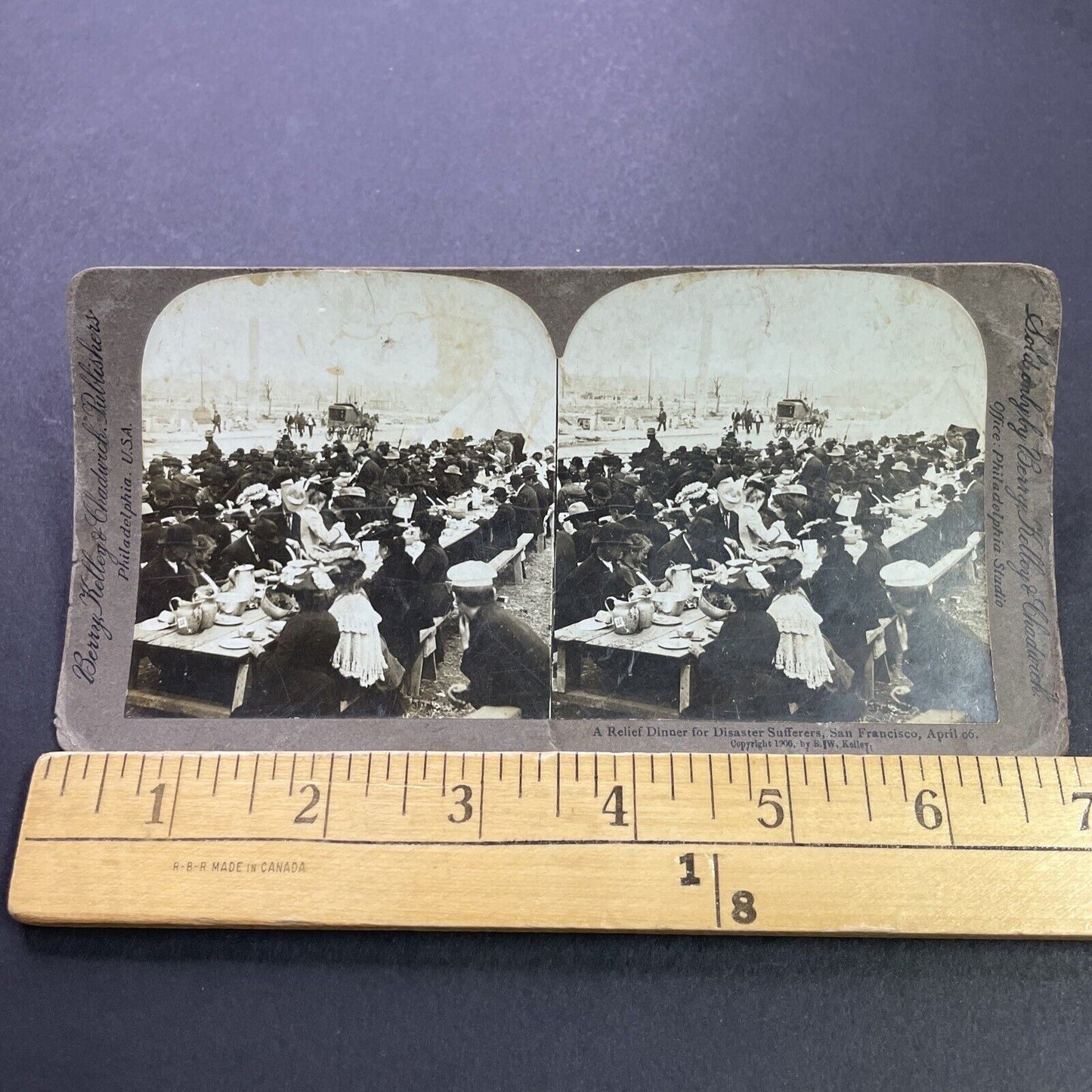 Antique 1906 Earthquake Survivors San Francisco CA Stereoview Photo Card P3497