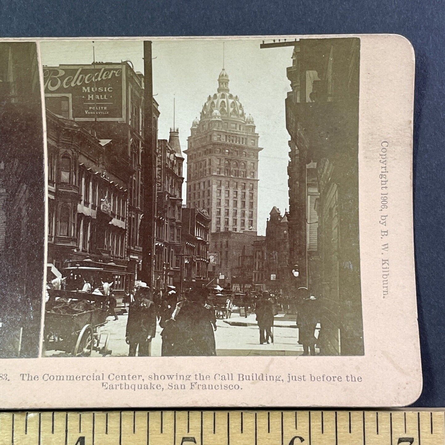 San Francisco Call Building Downtown Stereoview Photo Card Antique 1906 X803