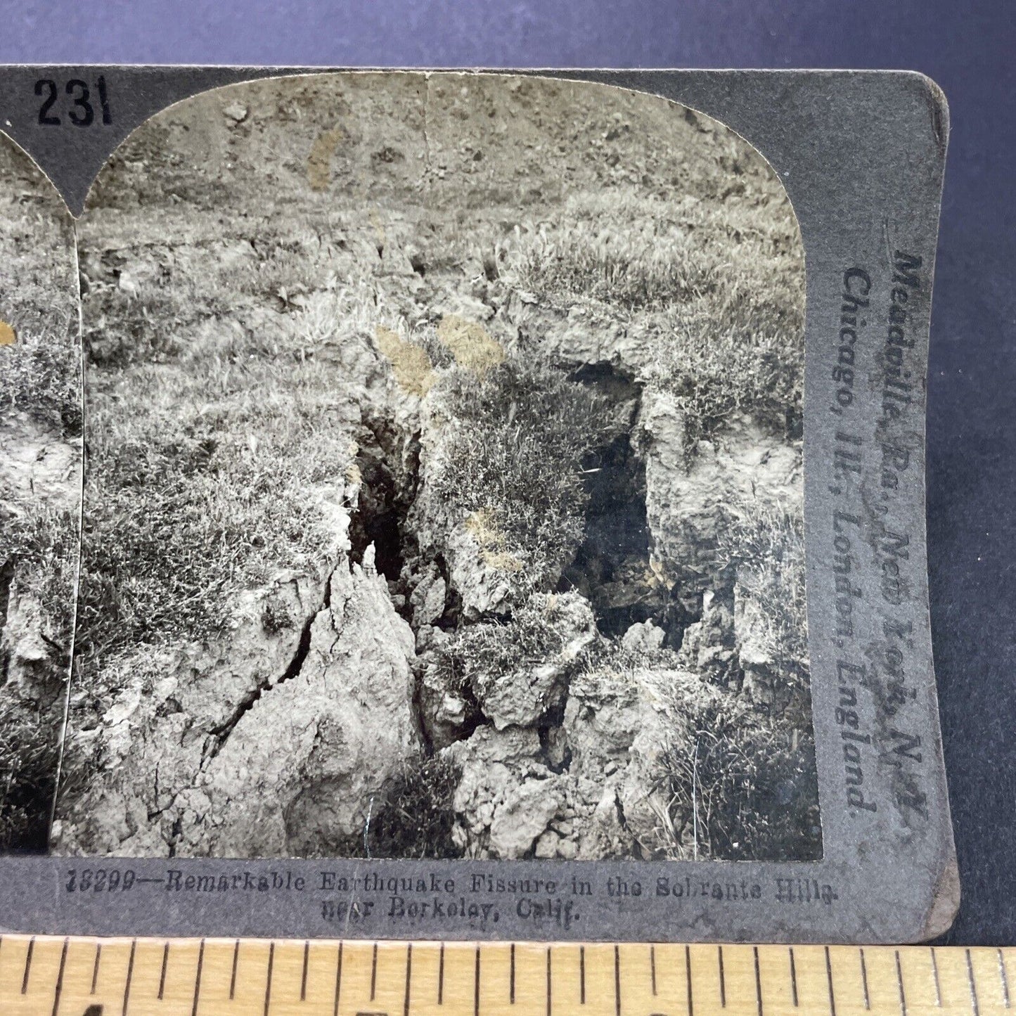 Antique 1910s Earthquake Crack Berkeley California Stereoview Photo Card P3570