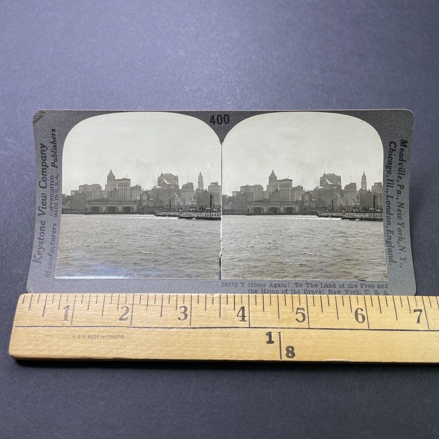 Antique 1920s Manhattan New York Harborfront Scene Stereoview Photo Card P3178