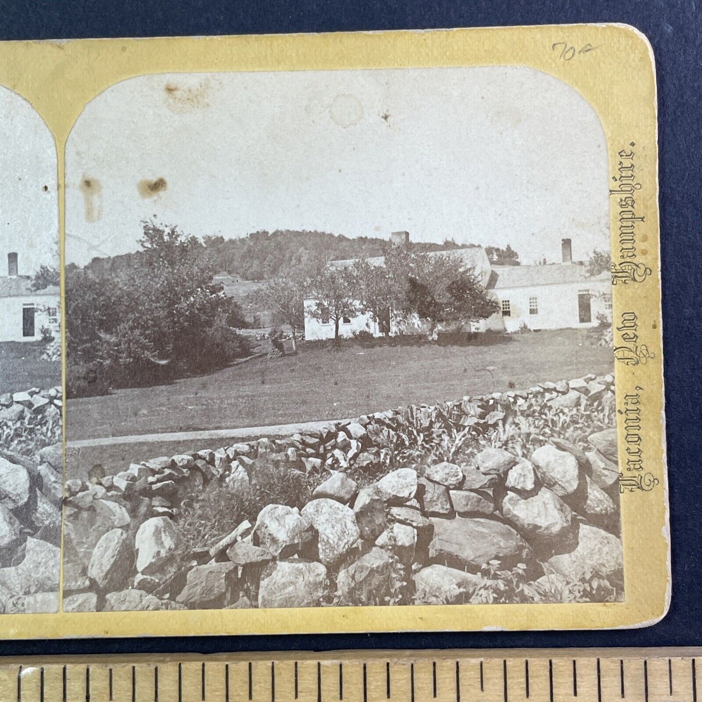 Old Farm House Laconia New Hampshire Stereoview L.E. Lindsay c1870s Y893