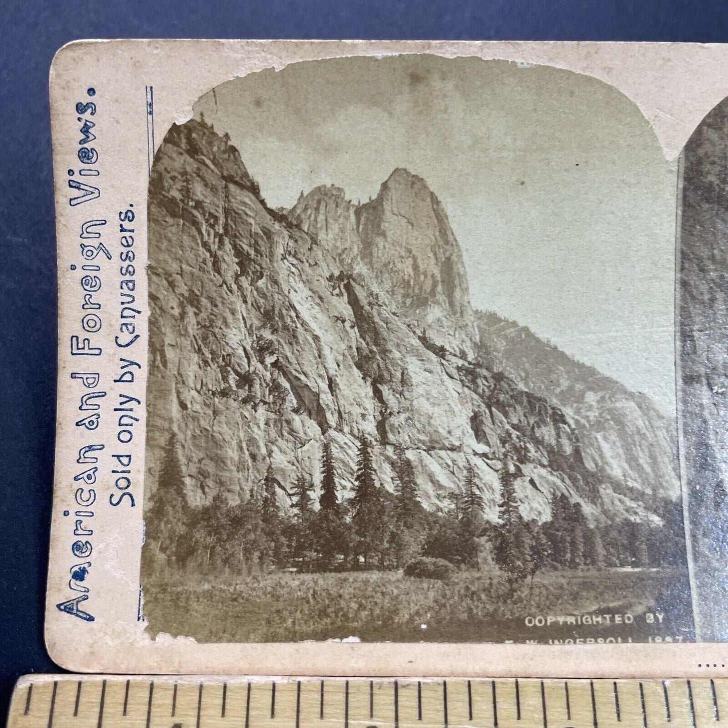 Antique 1887 Sentinel Mountain Yosemite California Stereoview Photo Card P3495