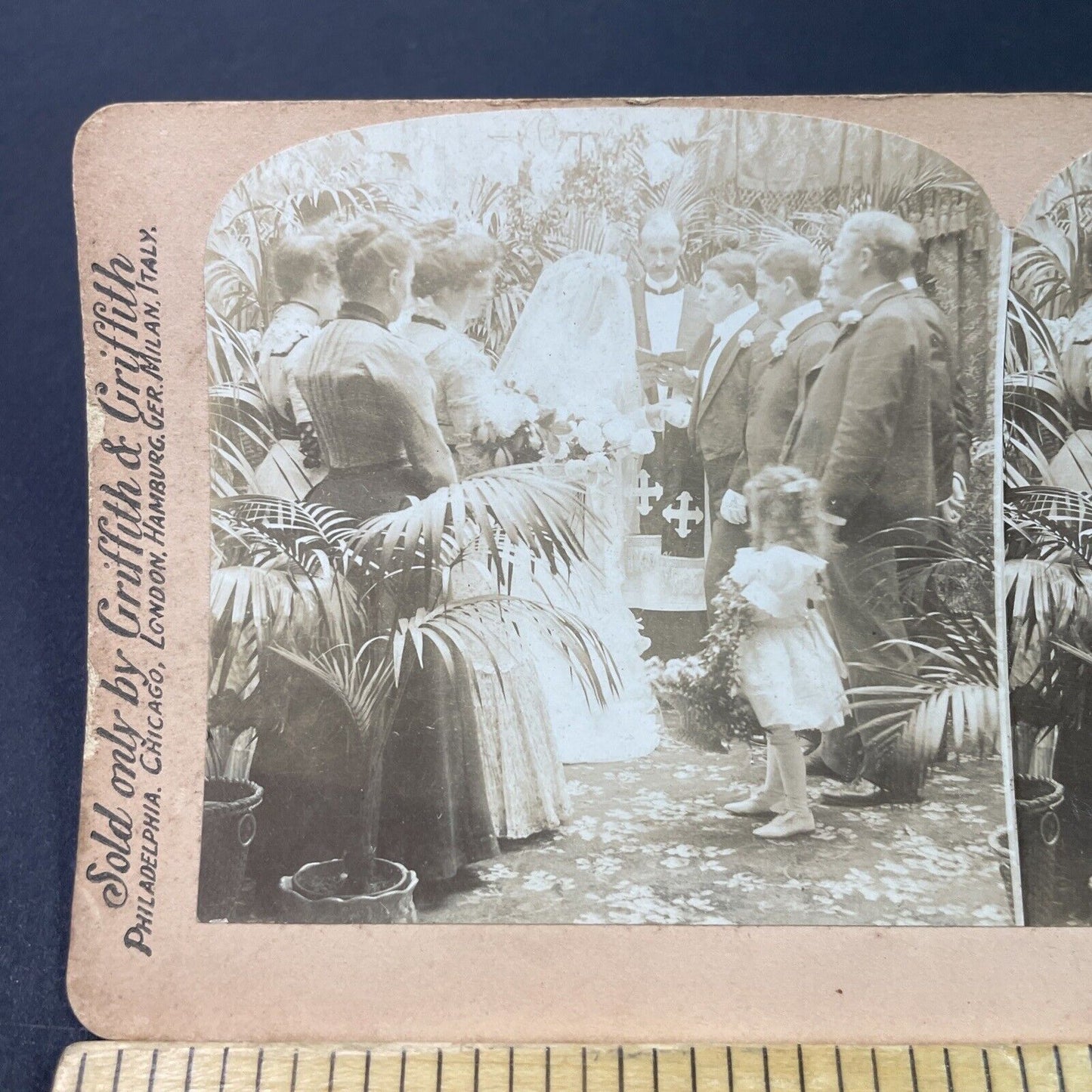 Antique 1900 Victorian Couple Gets Married Stereoview Photo Card P3366