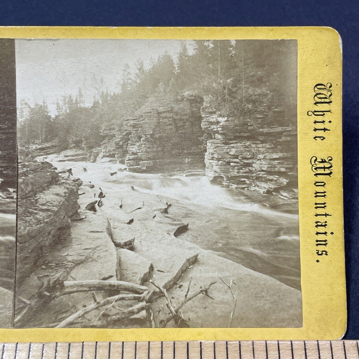 Antique 1870s Ammonoosuc Falls New Hampshire Stereoview Photo Card V1853