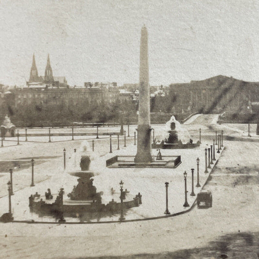 Antique 1870s Luxor Obelisk Paris France Cleoptra Stereoview Photo Card P4136