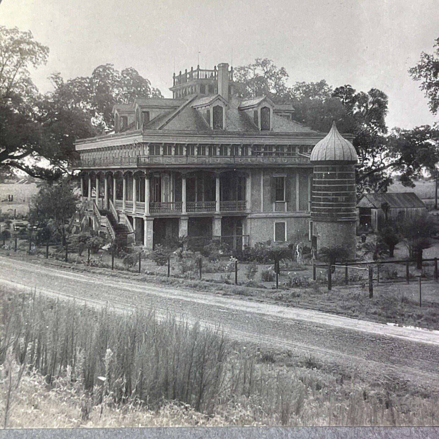 San Francisco Plantation House Stereoview Garyville Louisiana Antique c1920 Y514